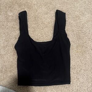 Aerie Black Scoop-Neck Crop Tank Top – Women's Everyday Essential